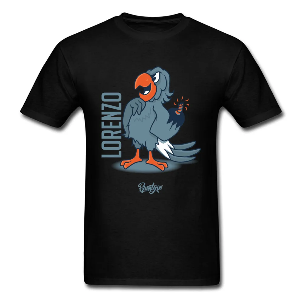 Lorenzo 100% Cotton Tops Shirts for Men Printed Tshirt Casual 2018 Fashion Round Collar Sweatshirts Short Sleeve Lorenzo black