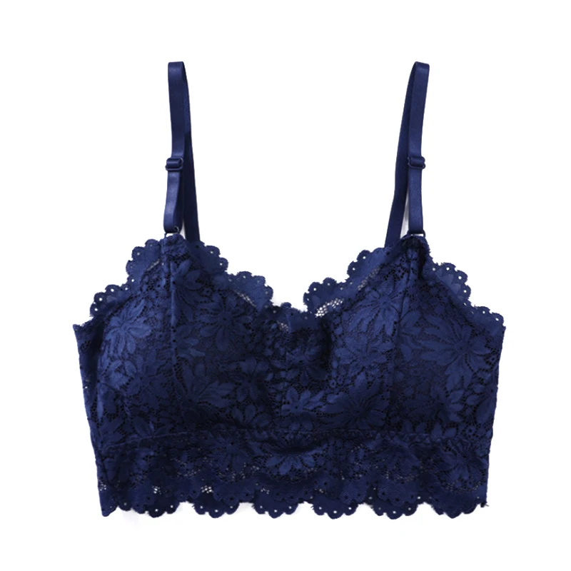 

Women Boob Tube Tops Sunflower Lace Strappy V Neck Push Up Padded Female Vest KA-BEST