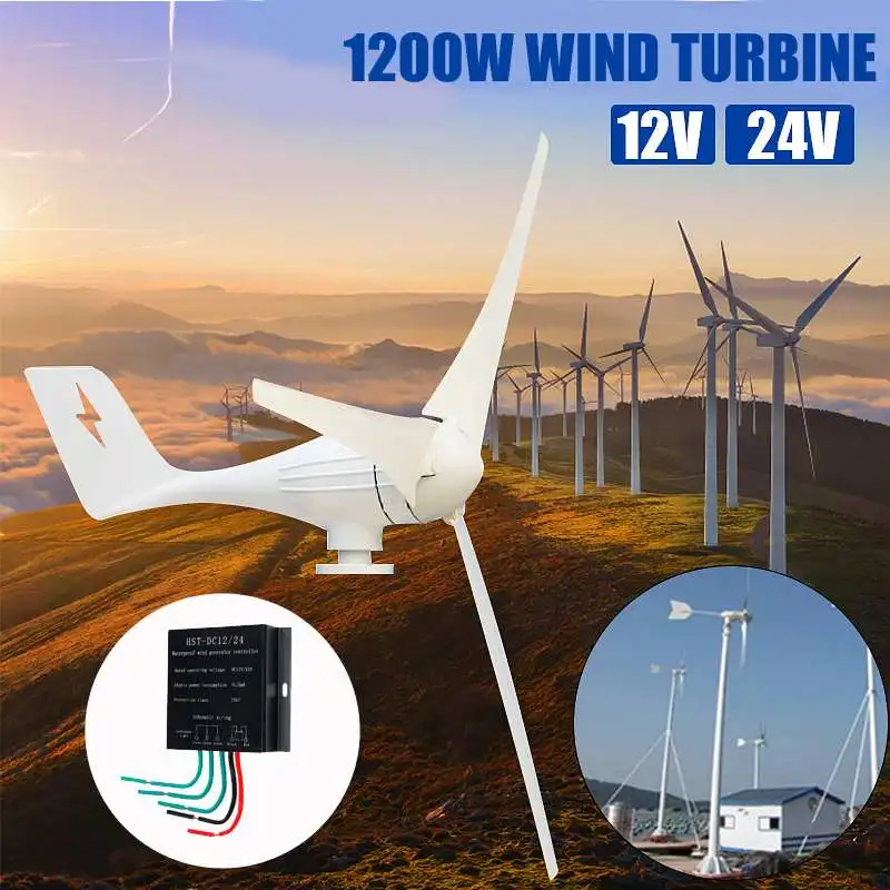 

1200W 12V 24V Wind Turbines Generator with 3 Blades Power Generator Fit for Home lights Or Boat