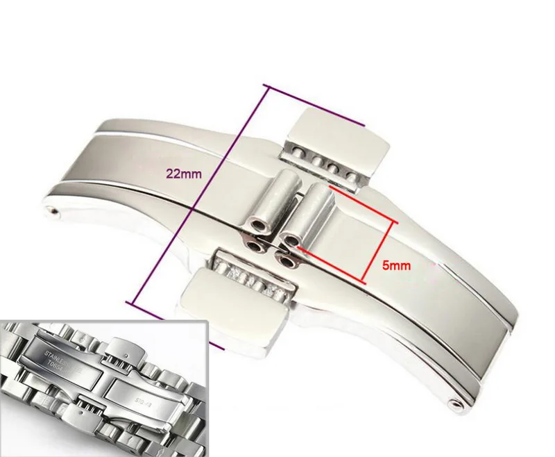 Металлическая пряжка для часов TISSOT серебристая застежка бабочка из нержавеющей