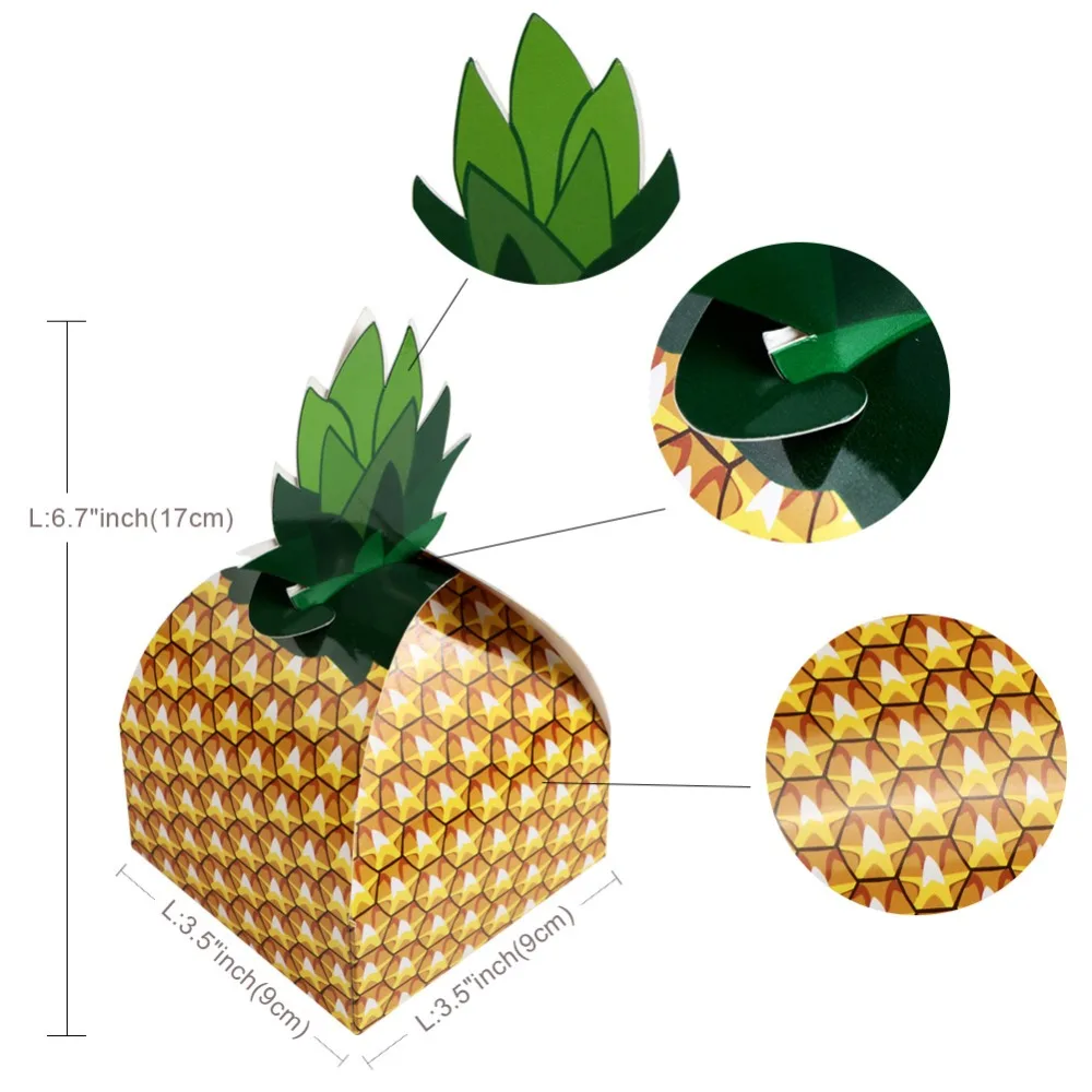 OurWarm 12 шт. Летние коробки для фруктов, ананасов DIY бумажные подарочные наборы конфет Гавайский тропический Luau Jungle оформление вечеринки