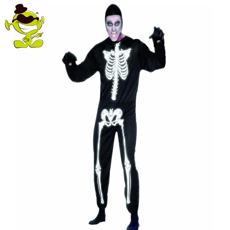 Взрослые мужские костюмы скелетов на Хэллоуин, черный костюм скелета, Костюмы для ролевых игр на Хэллоуин, костюмы скелетов, косплей, вечерние