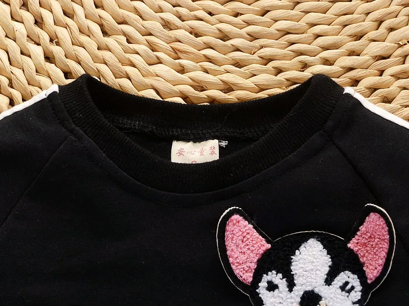 Spring Autumn Children Boys Girls Clothing Suits Fashion Baby Embroidery Cartoon Dog T-shirt Pants 2Pcs/sets Toddler Tracksuit