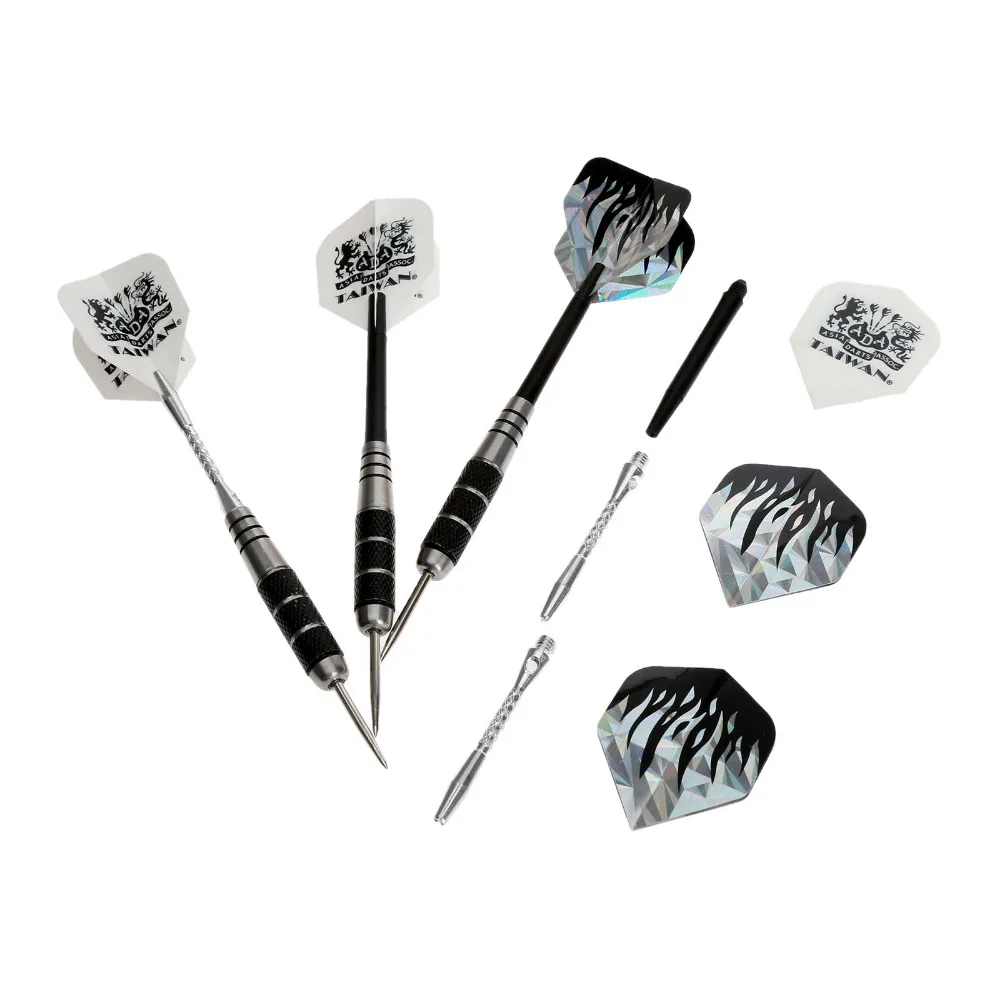 3 Pcs 22g Steel Needle Tip Darts Stainless Steel Dart Set - Barrel & Aluminium & Plastic Shaft & Nice Flame Flight & Plastic Box