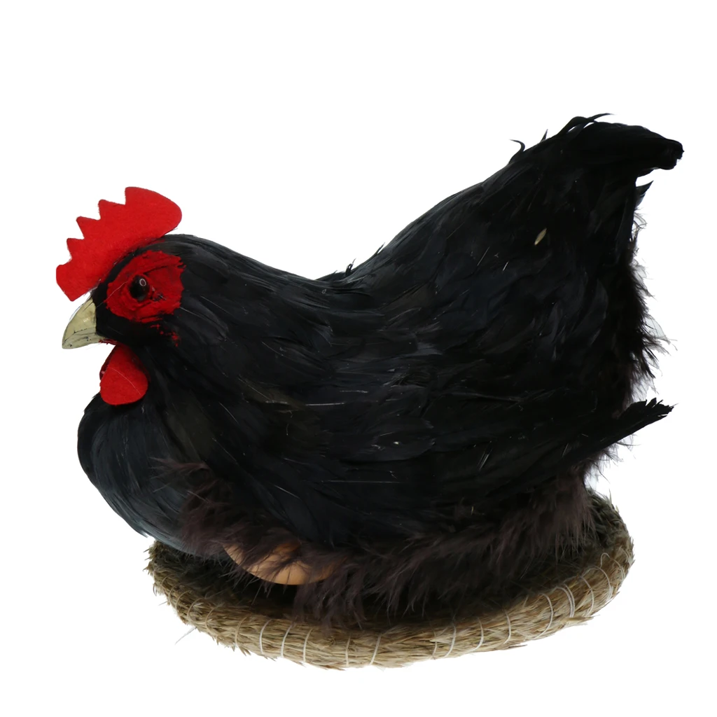 Vivid Standing Hen Simulated Hen Model Decoration Hen With Egg Figurine Spring Decor Furry Animal Home Decor