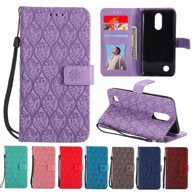 US $1.45 Luxury Emboss Leather Wallet Phone Case For LG K10 2017 K7 K8 2017 K3 2017 Flip Cover Card Slot Sta