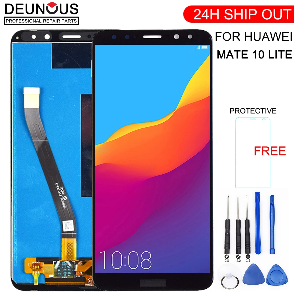 Tanie Nowy wyświetlacz LCD Huawei Mate 10 Lite + ekran dotykowy ekran dotykowy montaż panelu szklanego + wymiana ramki dla Mate 10 Lite