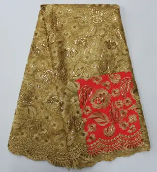 

Hot Sale African French Lace Fabric With Sequins For Party Dress High Quality African Tulle Lace Fabric 5 Yards Net Lace Fabric
