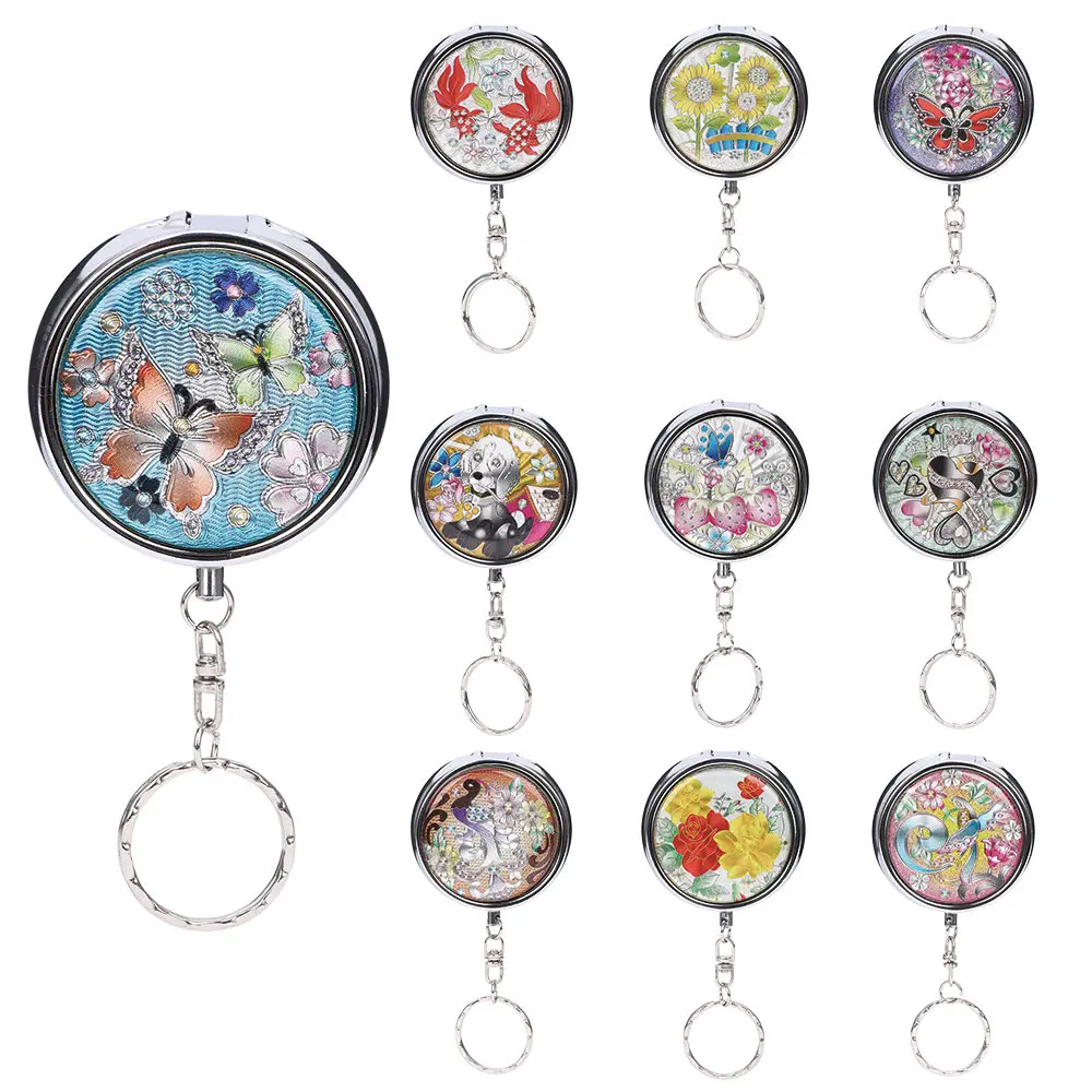 

Portable Vintage Pattern Ash Tray Keychain Stainless Steel Cigarette Ashtray Home Outdoors Car Fashion Pocket Asbak Key Ring