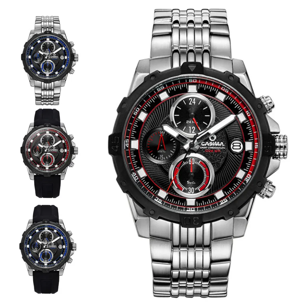 

Men's Quartz Stainless Steel/Silicone Strap Watch Sports Luminous Waterproof Wristwatch TT@88