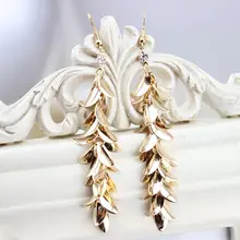 Fashion Trendy Jewelry Metal Sequins Crystal Female Long Dangle Earrings Gold Silver Design