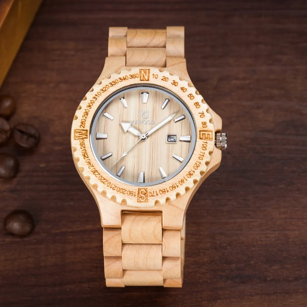 Новинка Топ бренд UWOOD часы деревянные часы для мужчин водонепроницаемые светящиеся часы для мужчин и женщин Деревянные Часы Relogio Feminino Masculino