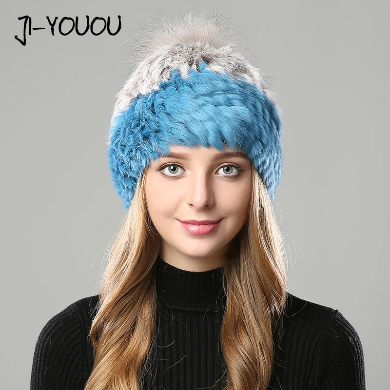 

winter hats for women beanie girls 2018 hat with pompom for women's mink cap fur hats rabbit balaclava cap Skullies winter hat