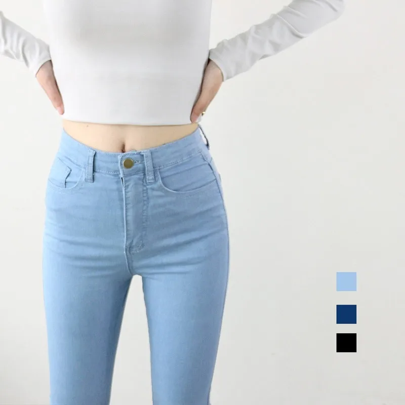 Женские эластичные джинсы с высокой талией, лидер продаж, узкие джинсовые брюки-карандаш в американском стиле, модные широкие брюки, Vaqueros Mujer