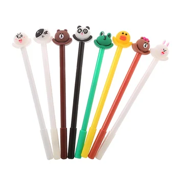 

2pcs Cartoon Bib Animal Gel Pen Learning Stationery 0.5mm Black Ink Writing Neutral Pen Material Escolar Office School Supplies
