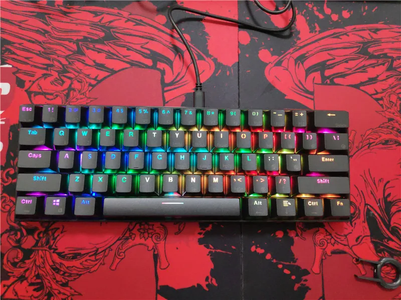 RGB Вишневый mx коричневый синий красный 61 клавиши RK61 Bluetooth Беспроводная