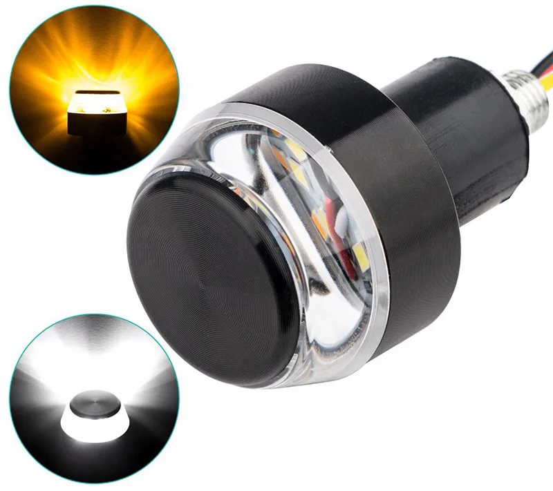 

2pcs Flashing Motorcycle Handlebar Top Led Blinker Lights Motorcycle Turn Signal Light White Turn Amber Indicator Moto Accessory