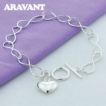 

925 Silver Chains Heart Bracelets For Women Fashion Wedding Jewelry