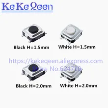 100 adet 3*3*1.5mm/2.0mm 3X3X1.5mm/2.0mm 3X3X1.5H/2.0H TS-1233 dokunsal basmalı düğme anahtarı anahtarı 4 Pin mikro anahtarı SMD siyah beyaz
