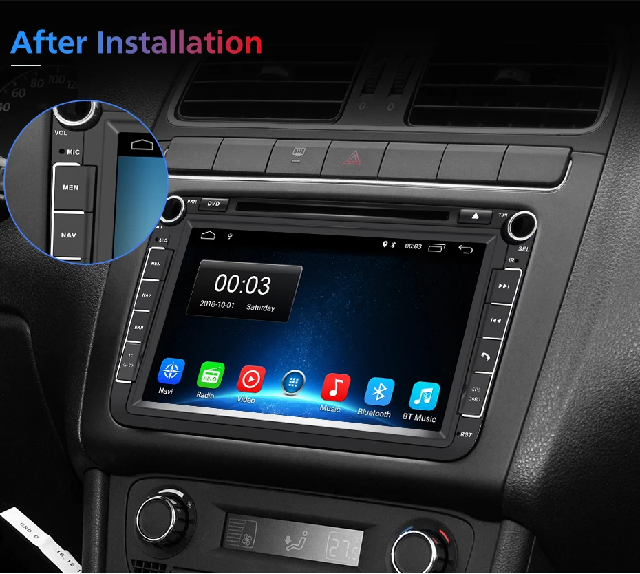 Excellent Junsun RAM 2+32GB Android 8.1 automagnitol 2 din android Car radio DVD For Golf 5 Passat b6 SEAT leon Tiguan Polo Skoda Octavia 9