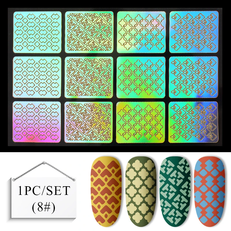 Гель-лак для ногтей виниловый наконечник руководство по переводу шаблон наклейки для ногтей Полые лазерные наклейки для дизайна ногтей трафаретная наклейка инструмент для дизайна ногтей 1 шт - Цвет: K5458