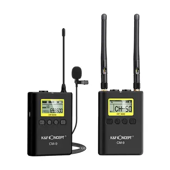 

K&F Concept Wireless Microphone Lavalier Lapel Mic System 1 Transmitter+1 Receiver Lcd Display Screen For Dslr Camera Camcorde