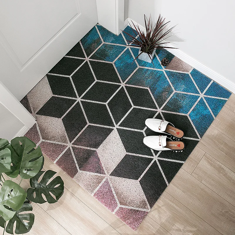 

Nordic style Entrance hall carpet PVC wire loop mat INS Creative geometry Door mat Living room floor mat bathroom non-slip rug