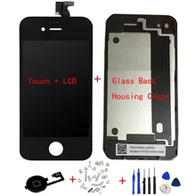 LCD Display Digitizer + Touch Screen + Glass Back Housing Cover + Home Button + Screw Tools Replacement Part For iPhone 4 4G 4S