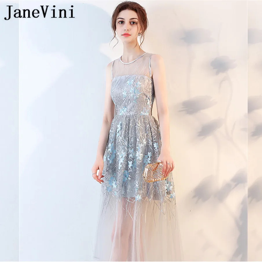JaneVini 2018 сексуальное прозрачное женское платье длиной до колена для свадебной