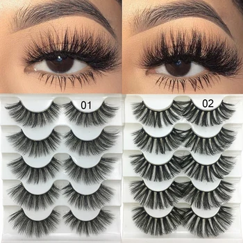 

Hot 5 Pairs 3D Faux Mink Hair Soft False Eyelashes Fluffy Wispy Thick Lashes Handmade Natural Eye Makeup Eyelash Extension Tools