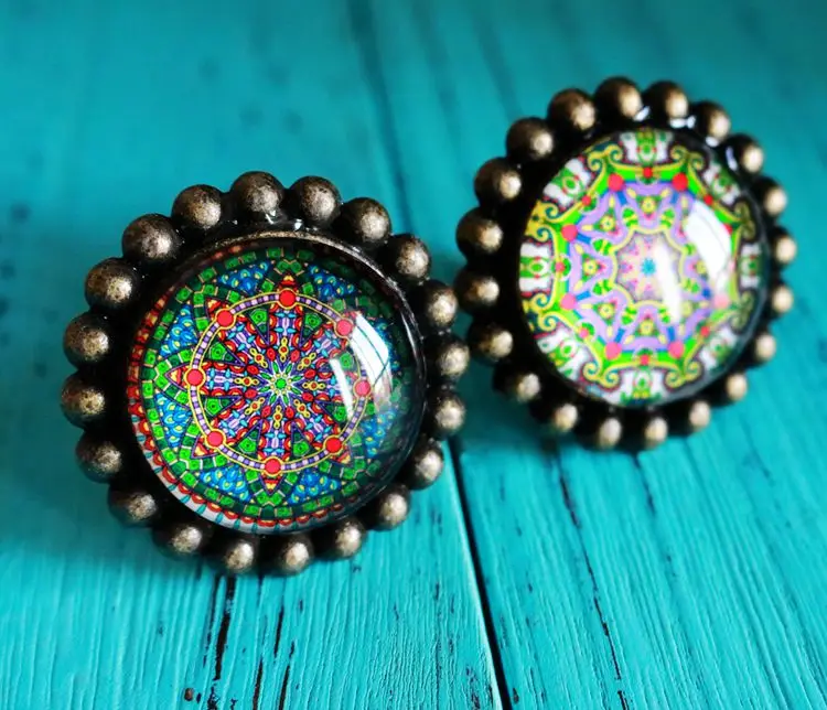 Colorful-Drawer Knobs Antique Bronze Crystal Dresser Drawer Knobs American Cabinet Handles Pull Knob Ornate /Furniture Hardware