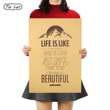 

TIE LER Vintage Classic Life Is Like A Mountain Poster Cafe Bar Painting Home Decoration Kraft Paper Wall Sticker 51.5X36cm
