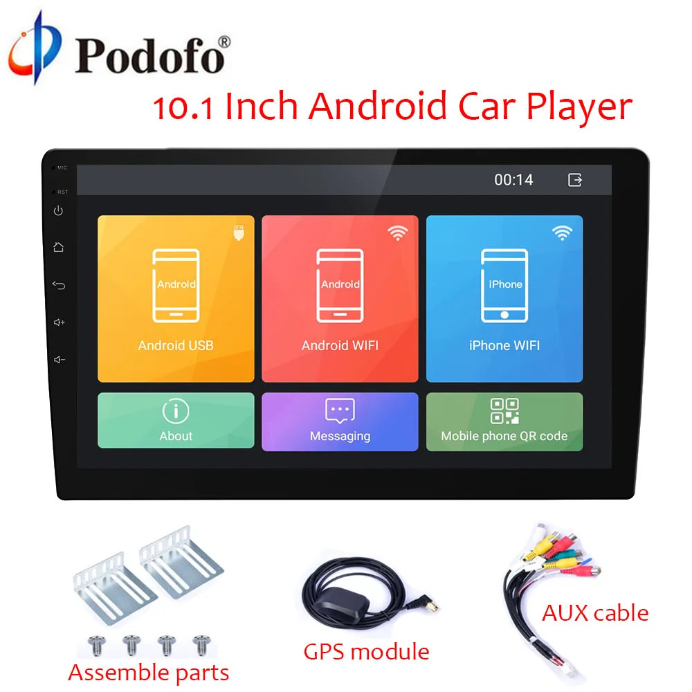 

Podofo Android 10.1 inch HD Car Radio 2 Din Autoradio GPS Navigation Wifi Bluetooth MP5 Multimedia Player 2 DIN Audio Stereo