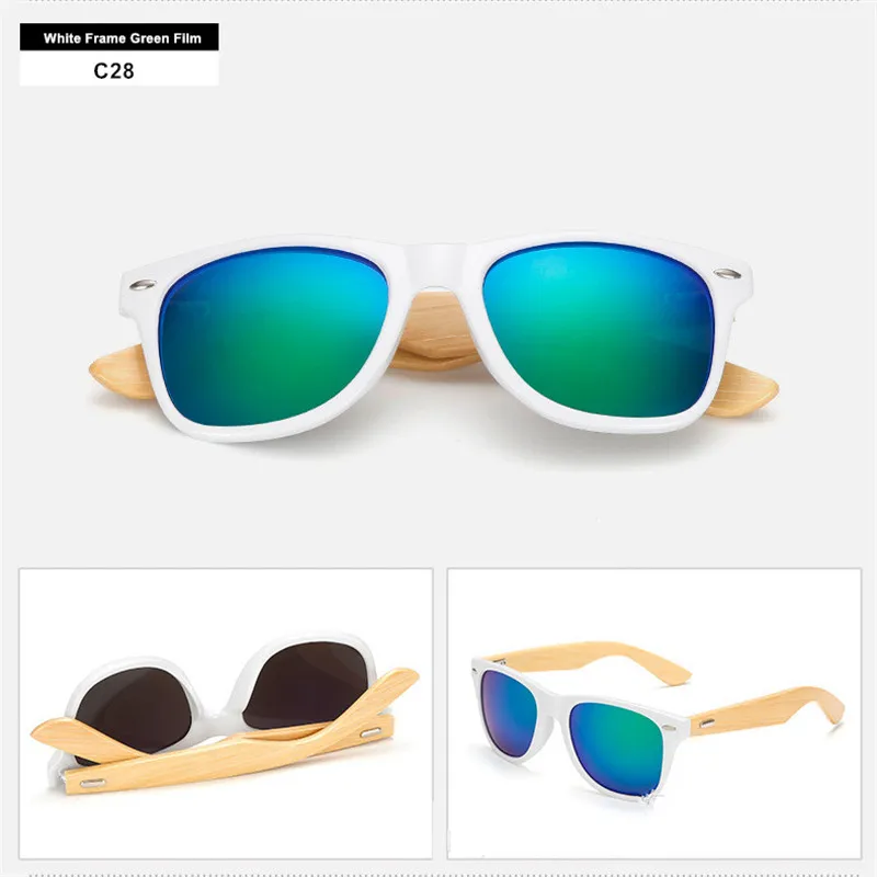 UVLAIK деревянные солнцезащитные очки ретро бамбуковые Винтажные Солнцезащитные очки Брендовые Дизайнерские деревянные солнцезащитные очки для мужчин и женщин - Цвет линз: C28