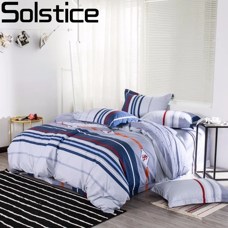 

Solstice Textile High Quality Printed Stripes Style 4PCS Bedding Sets Quilt Duvet Cover Sheet Pillowcases Full Queen King 30
