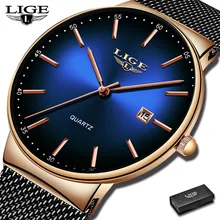2019 LIGE New Mens Watches Top Brand Luxury Fashion Gold Watch Men Waterproof Wrist Watch Analog Quartz Clock erkek kol saati new mens stainless steel date military sport quartz analog wrist watch mens watches top brand luxury bayan kol saati watch men
