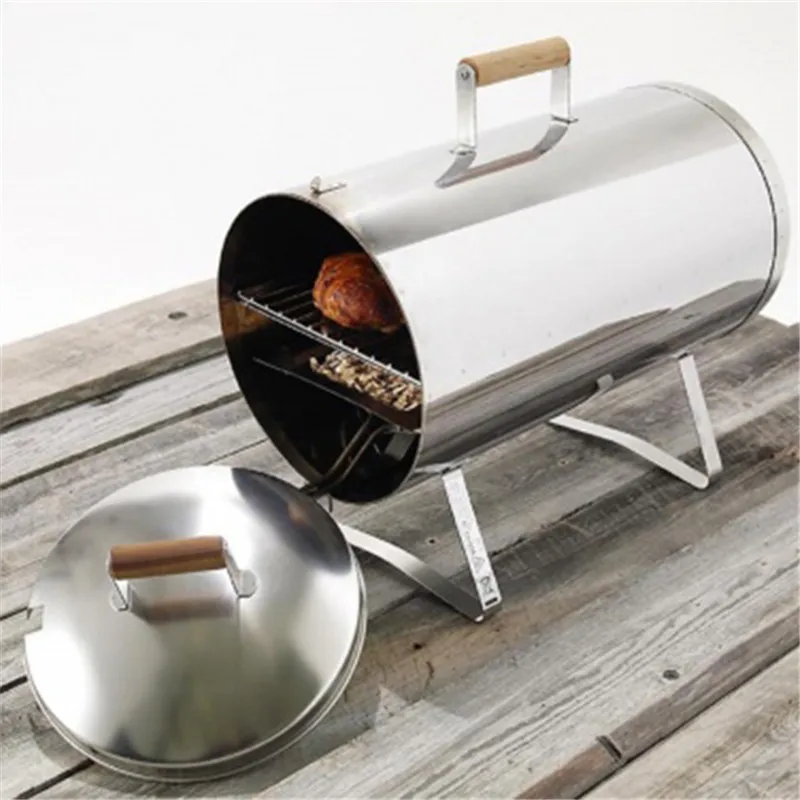 ФОТО Electric Portable barbecue grill for outdoor Pipe/Cylinder Smokers for home BBQ Cooking Appliance Hot Smoking 1100W