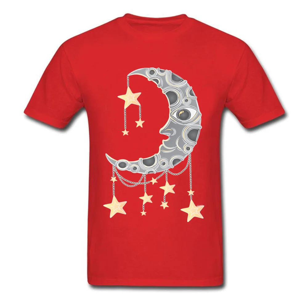 Crescent Moon Tops Shirt Rife Round Neck Printed On Short Sleeve Cotton Men Top T-shirts Cool Tee-Shirt Top Quality Crescent Moon red