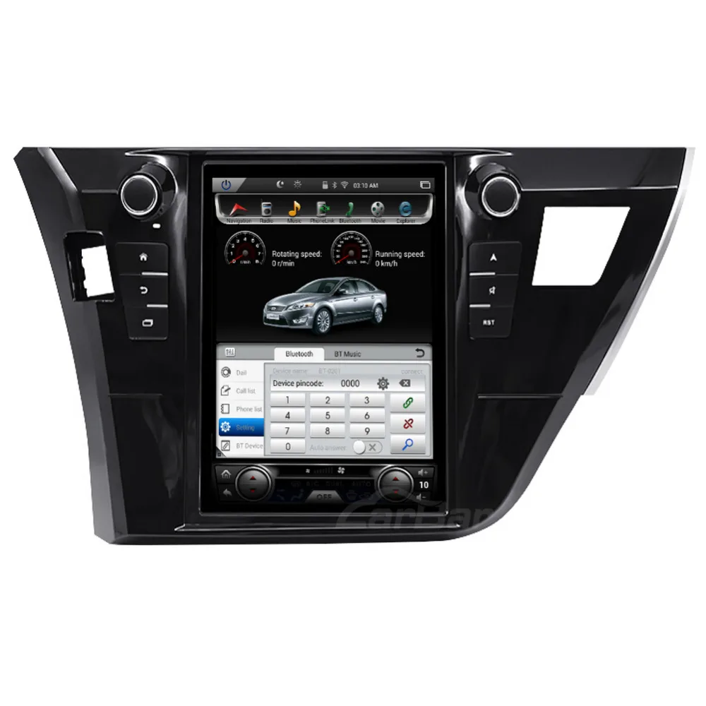 Top 10" Vertical Screen Tesla Style 1024*768 Android Car DVD GPS Navigation Radio Audio Player for Toyota Corolla 2013-2017 Auto AC 6