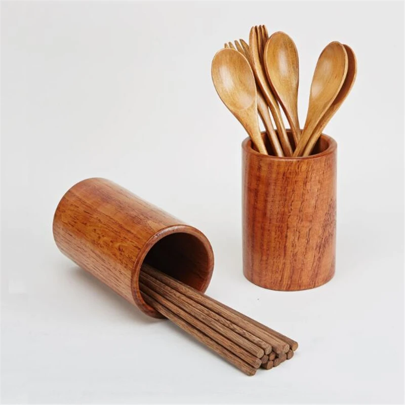 

Chopsticks Rest Spoon Fork Knife Holder Draining Storage Box Wooden Kitchen Tableware Cutlery Water Drainer Holder Organizer