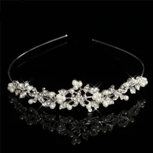 Свадебная Цветочная Хрустальная лента для волос Тиара искусственный жемчуг стразы головные уборы вечерние повязки на голову Романтические свадебные украшения на голову