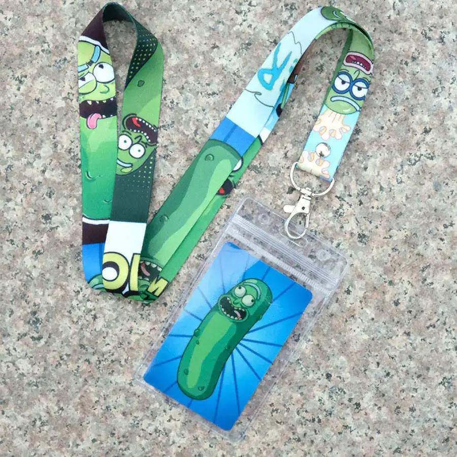 

Rick and morty Keychain lanyard Pickle neck strap ID Badge Protector Case Work Certificate Pass Gym Mobile USB Holder Hang Rope