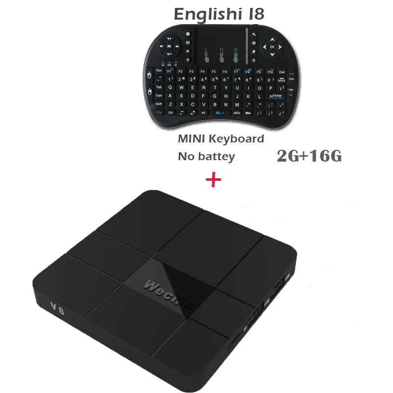 Wechip V8 новейший Amlogic S905W Android BOX 2G/16G Android 7.1.2 tv BOX четырехъядерный 2,4G беспроводной wifi телеприставка pk X96 mini - Цвет: 2G 16G add i8