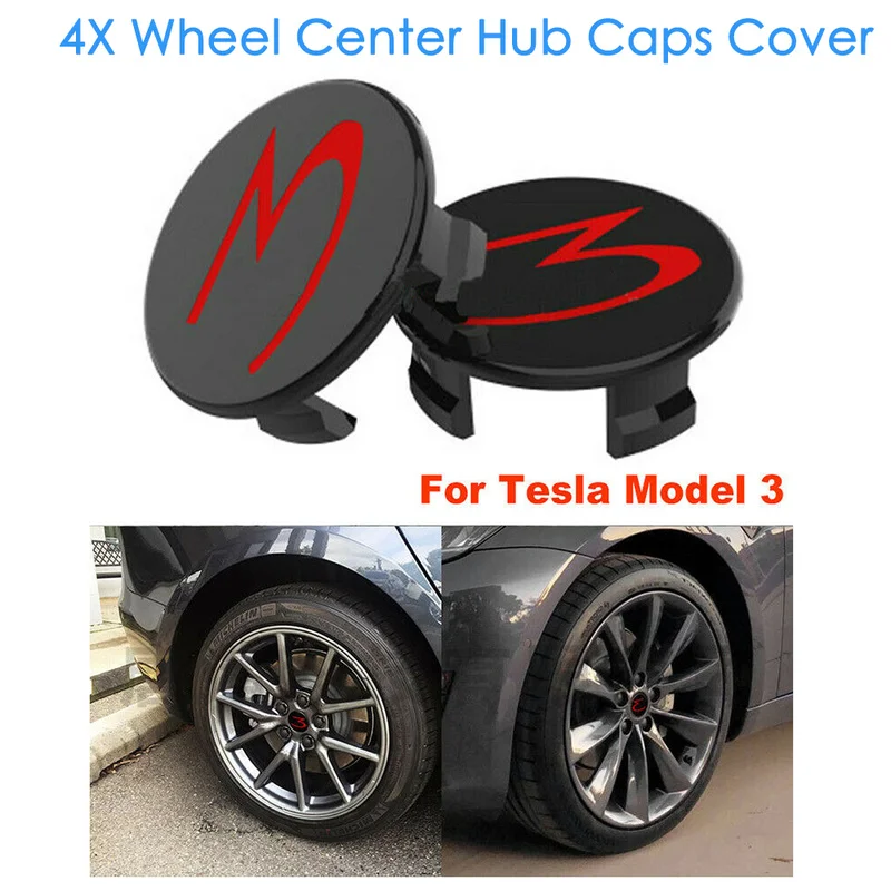 

4pc ABS Wheel Center Cap Car Styling Wheel Hub Nut Cover Decoration for Tesla Model 3 Exterior Accessories Auto Replacement Part