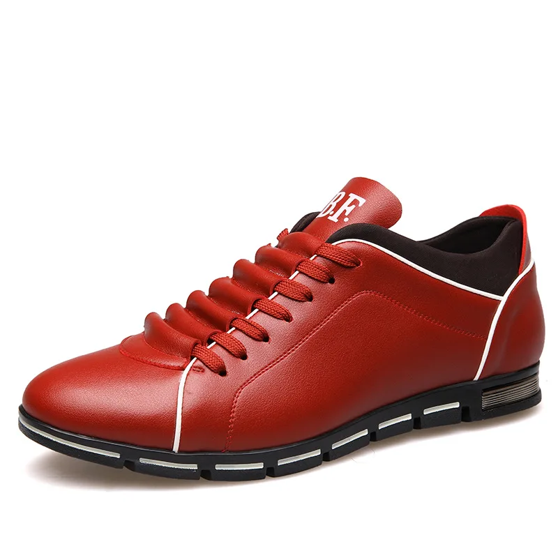 Модная мужская обувь из натуральной кожи; Высококачественная Мужская Повседневная обувь; брендовая мужская обувь 39 S; кроссовки на плоской подошве; мужские кроссовки - Цвет: Красный