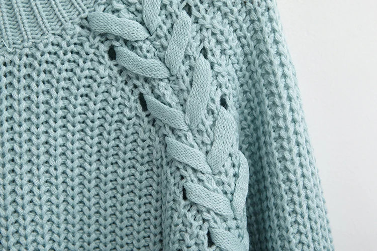 2018 Autumn Winter Women Sweaters and Pullovers Loose Casual Solid Color O-Neck Twist Knitted Wool Thicking Sweater