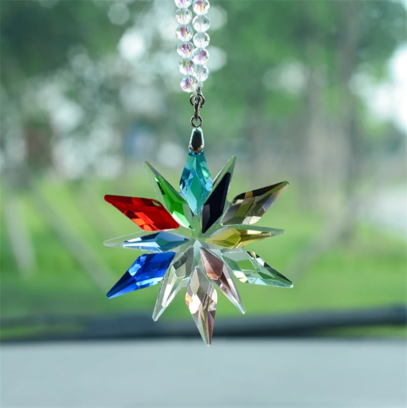 Car Mirror Charms Interior Accessories With The Cars Furnishing Colorful Crystals Car Pendant Transparent Crystal Christmas