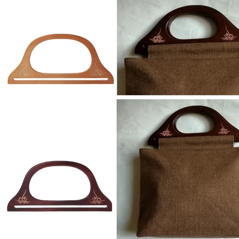 Wooden Handle for Handmade Bag Handbag DIY Bags Purse Handle Handcraft Supplies 25x12cmin Bag