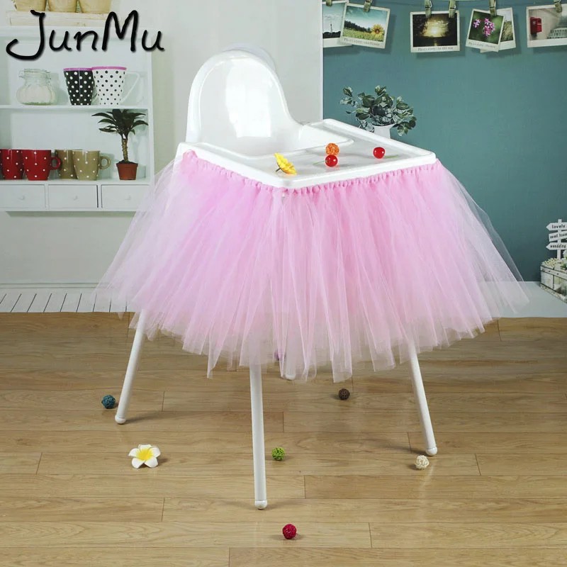 100cm x 35cm Tutu Tulle Table Skirts Baby Shower Birthday Decoration for High Chair Home Textiles P