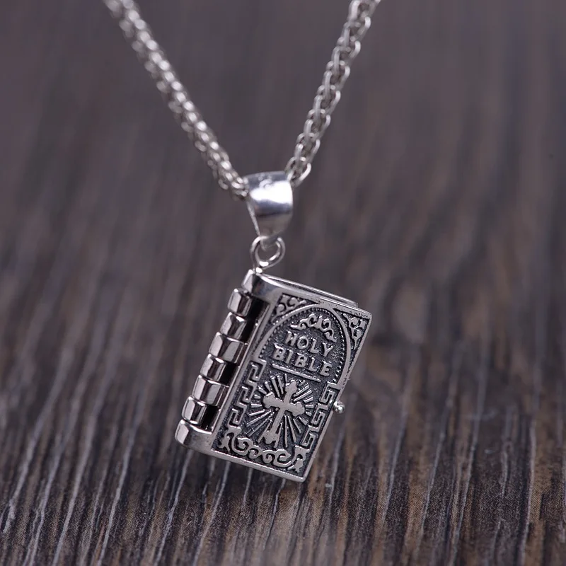 Стерлингового серебра 925 пробы ожерелье Подвески Женская Библейская подвеска с книгами для женщин индивидуальность ключицы цепи ювелирные изделия